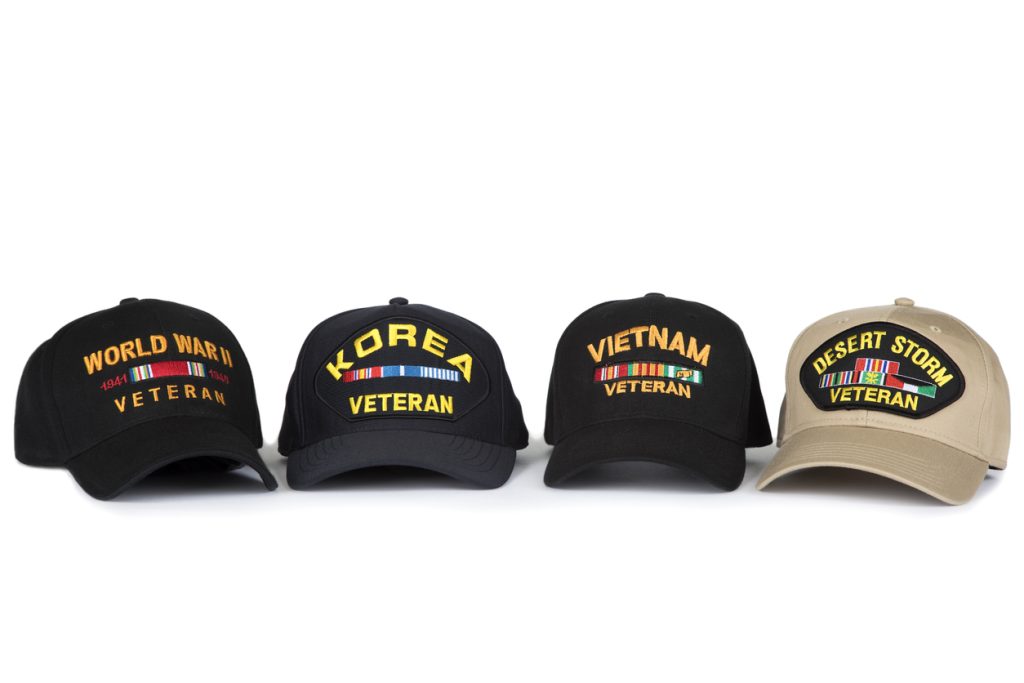 Veteran hats from different wars
